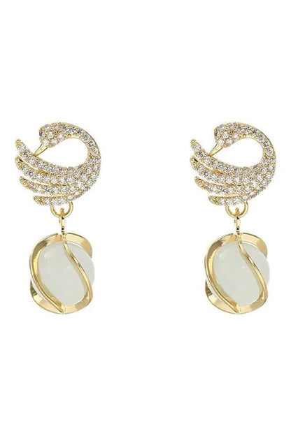 Crystal Swan Drop Earrings