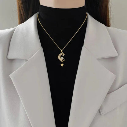 Stellar Crescent Pendant Necklace