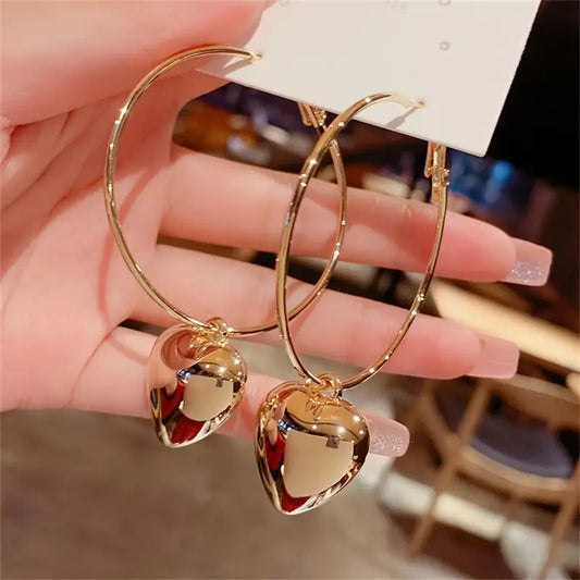 Large Circle Hoop Pendant Dangle Earrings