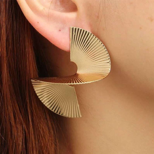 Swirl Golden Statement Earrings