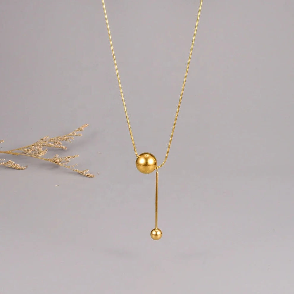 AULI 18K Gold Plated Bead Ball Necklace