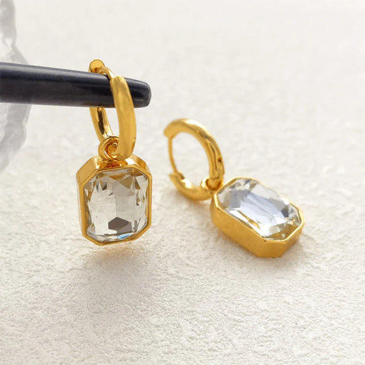 Huggie Hoop Crystal Sugar Cube Earrings