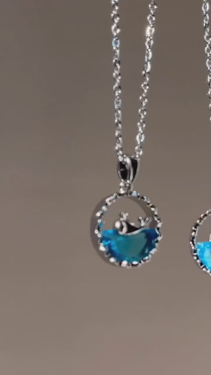 Blue Gem Chain Pendant Necklace