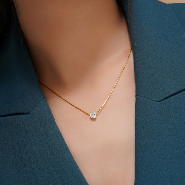 Golden Chain Round Solitaire Necklace