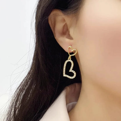 Dual Heart Shaped Drop Earrings