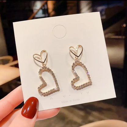 Dual Heart Shaped Drop Earrings